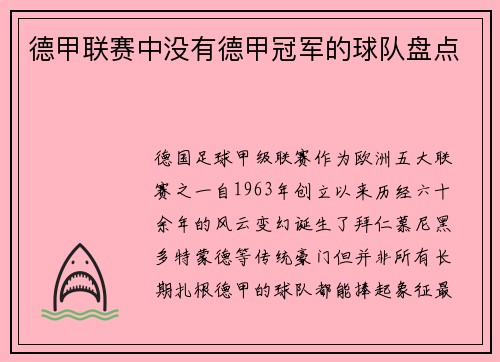 德甲联赛中没有德甲冠军的球队盘点